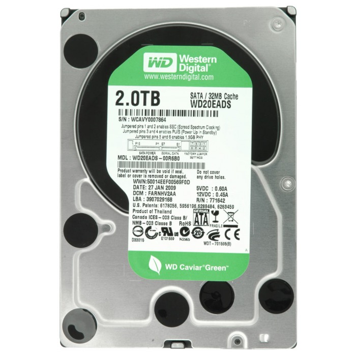 картинка Жесткий диск Western Digital 2TB Caviar Green 64Mb 5400rpm 3.5″ (WD20EARS) от магазина КомпьютерЦентр