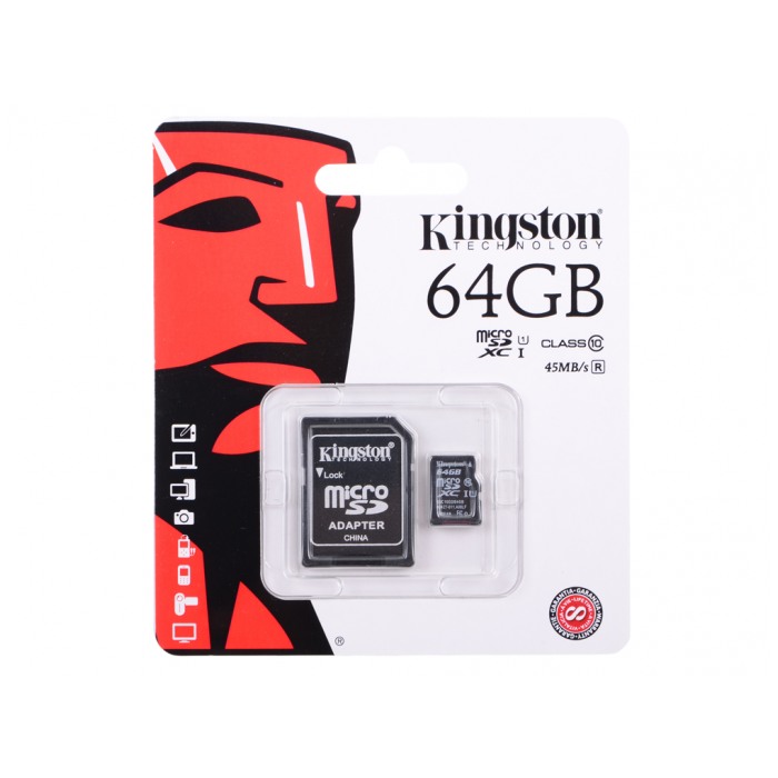 картинка Карта памяти Kingston 64Gb microSDXC Kingston, class 10 + SD Adapter (SDC10G2/64GB) от магазина КомпьютерЦентр