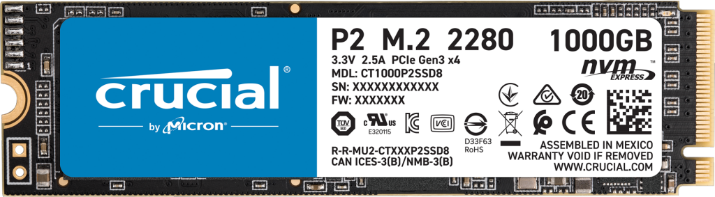 картинка SSD накопитель 1 Тб Crucial P2 CT1000P2SSD8 PCI-E x4 M.2 2280 от магазина КомпьютерЦентр