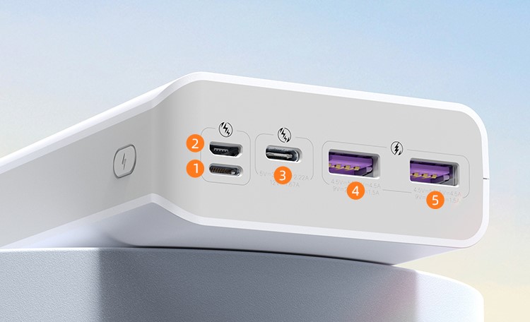 картинка Дополнительный внешний аккумулятор Romoss Sense 8PF 30000mAh 3A PD 2xUSB White от магазина КомпьютерЦентр