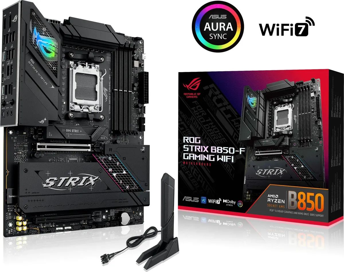 картинка Материнская плата ASUS ROG STRIX B850-F GAMING WIFI, AM5, ATX от магазина КомпьютерЦентр