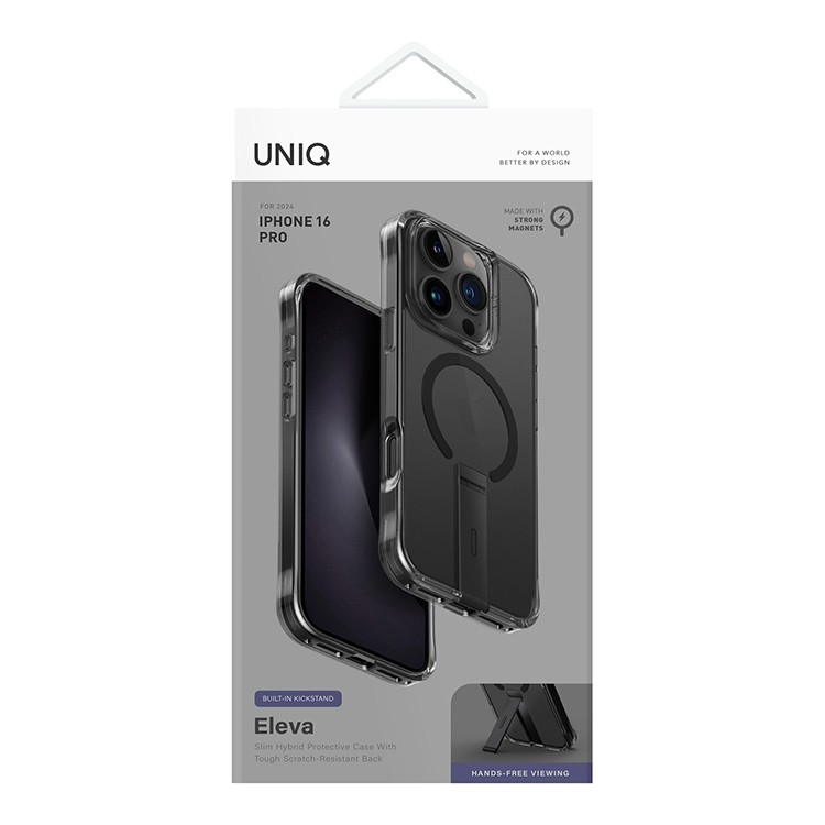 картинка Чехол Uniq HYBRID ELEVA with Vertical Stand (MagSafe) для iPhone 16 Pro 6.3'' BLACK (IP6.3P(2024)-ELEVAMBLK) от магазина КомпьютерЦентр