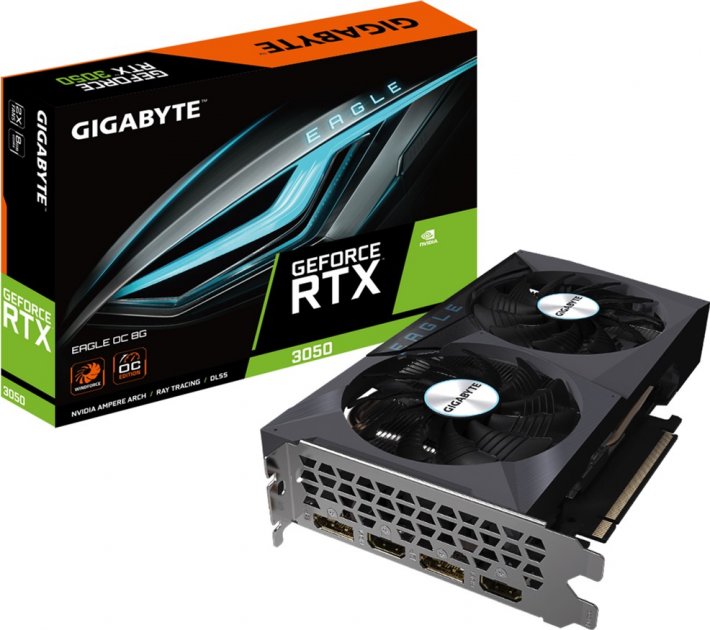 картинка Видеокарта 8Gb GDDR6 GeForce RTX 3050 (GV-N3050EAGLE OC-8GD) от магазина КомпьютерЦентр