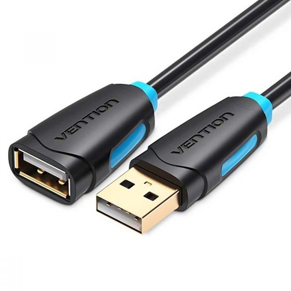 картинка Кабель USB 2.0 A->F 3м Vention Black (CBCBI) от магазина КомпьютерЦентр
