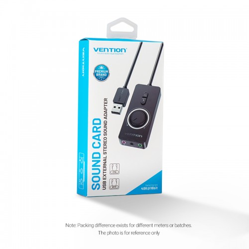 картинка Звуковая карта Vention USB c регулятором громкости Внешняя Черная (CDRBB) от магазина КомпьютерЦентр
