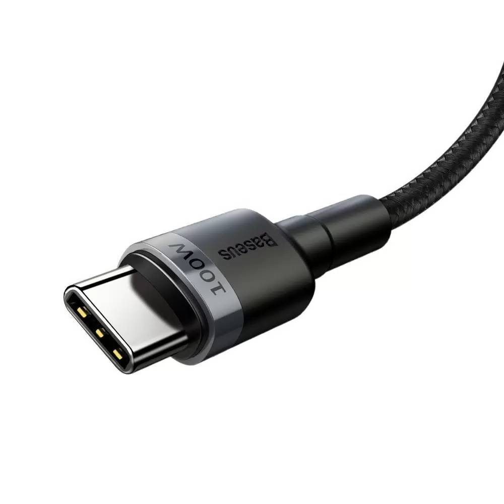 картинка Кабель Baseus Cafule PD2.0 100W flash charging Type-C to Type-C cable (20V 5A) 2m Gray+Black CATKLF-ALG1 от магазина КомпьютерЦентр