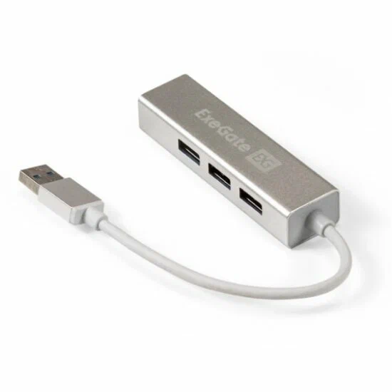 картинка HUB 4-port ExeGate (EX293981RUS) DUB-4 кабель-адаптер USB3.0 --> 4xUSB3.0, Plug&Play, серебристый от магазина КомпьютерЦентр