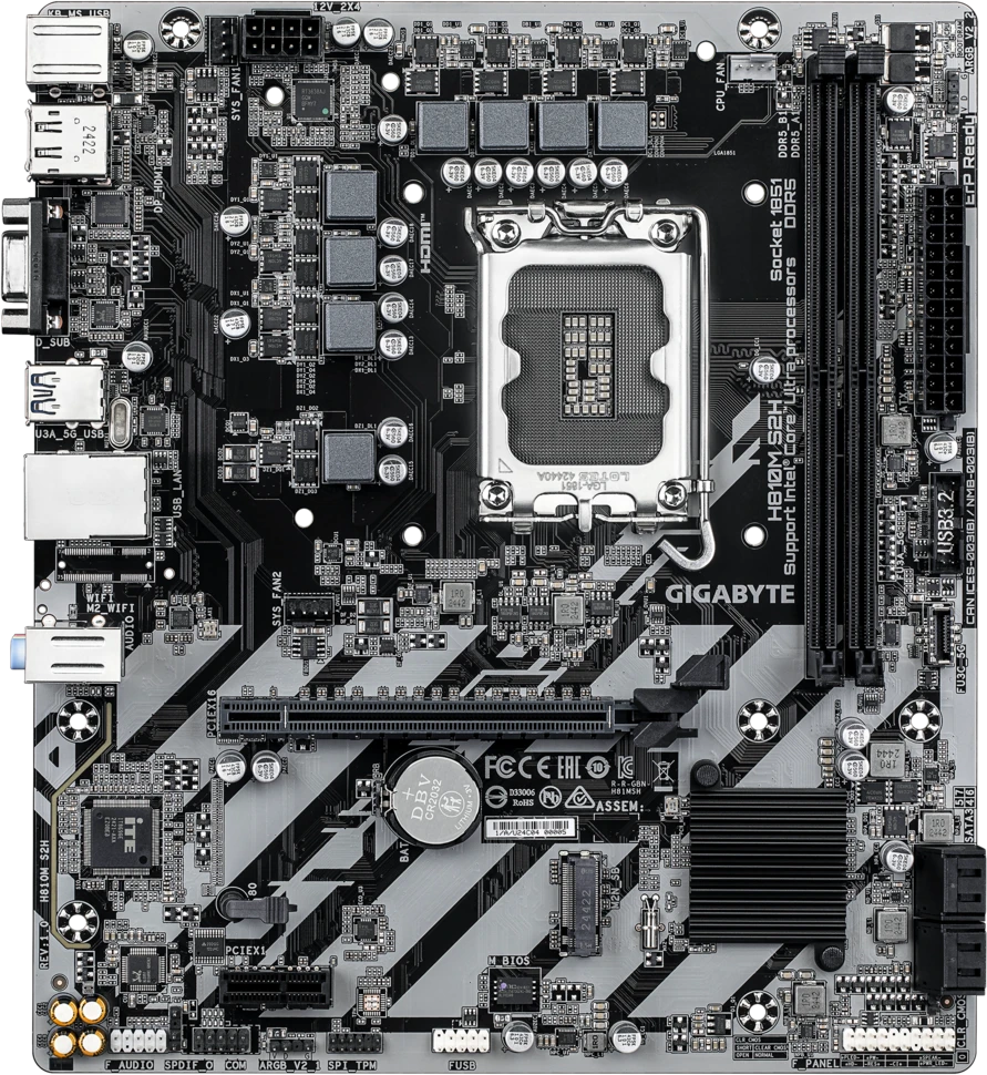 картинка Материнская плата Gigabyte H810M S2H, LGA1851, Intel H810, 2xDDR5, mATX от магазина КомпьютерЦентр