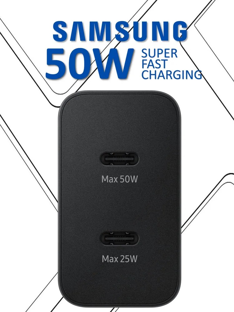 картинка Зарядное устройство Samsung 50W Power Adapter Duo USB-C Cable (5A/ 1.8m) от магазина КомпьютерЦентр