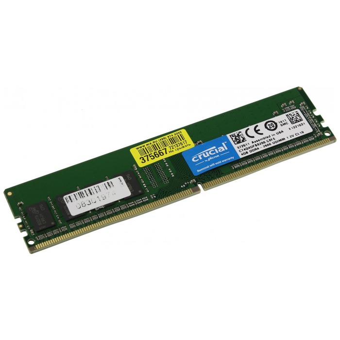 картинка Оперативная память Crucial DIMM DDR4 4Gb 2666MHz PC4-21300 CL19 (CT4G4DFS8266) от магазина КомпьютерЦентр