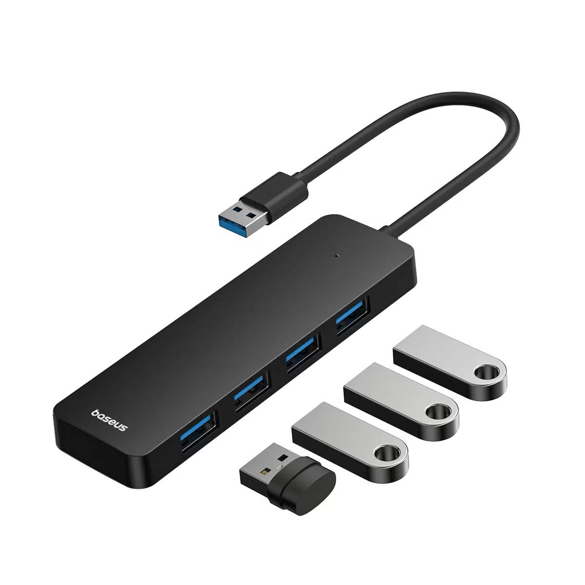 картинка HUB 4-Port Baseus UltraJoy Series HUB Lite, черный (B0005280B111-00) от магазина КомпьютерЦентр