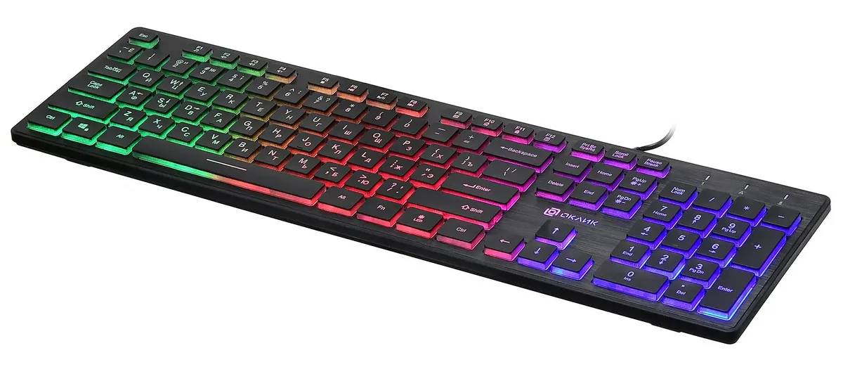 картинка Клавиатура Oklick 550ML черный USB slim Multimedia LED 1061617 от магазина КомпьютерЦентр