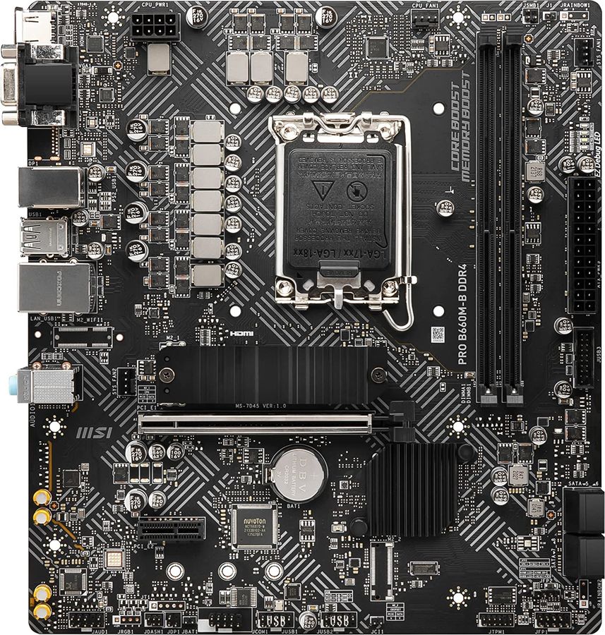 картинка М/ п MSI PRO B660M-B DDR4 Soc-1700 Intel B660 DDR4 mATX от магазина КомпьютерЦентр