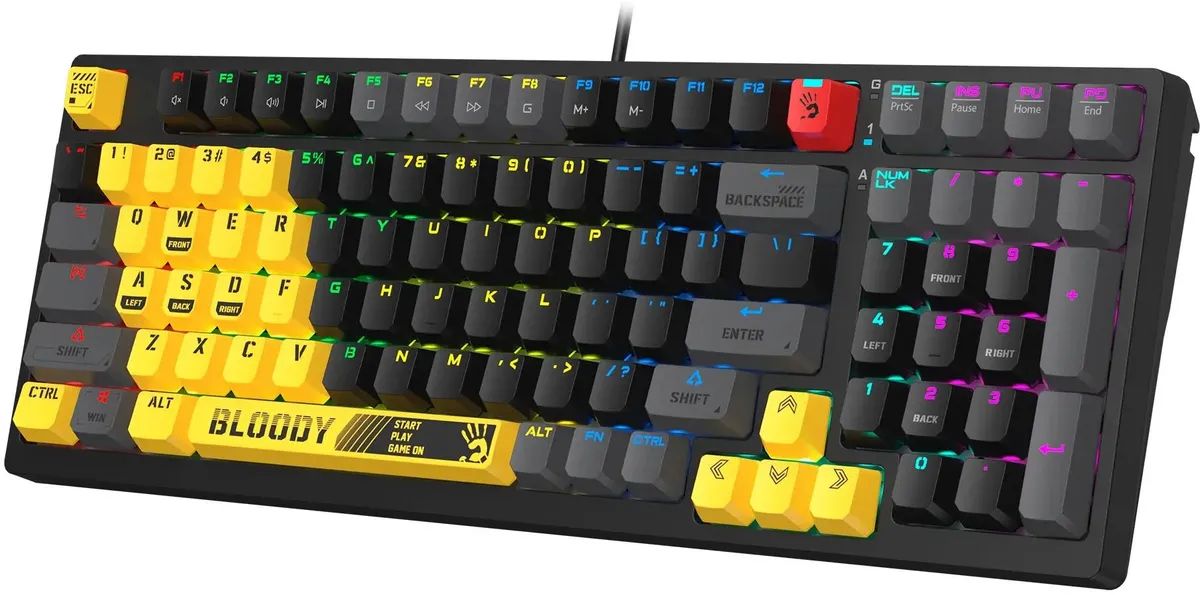картинка Клавиатура A4Tech Bloody S98 механическая Sports Lime BLMS Plus проводная USB желтый/ серый (S98 SPORTS LIME BLMS RED PLUS) от магазина КомпьютерЦентр