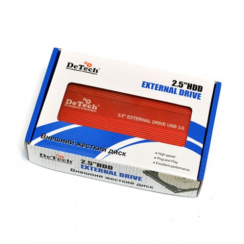 картинка Жесткий диск внешний DeTech 250Gb 2.5'' External Drive USB3.0 Red (DT-ED75U3/250 Red) от магазина КомпьютерЦентр