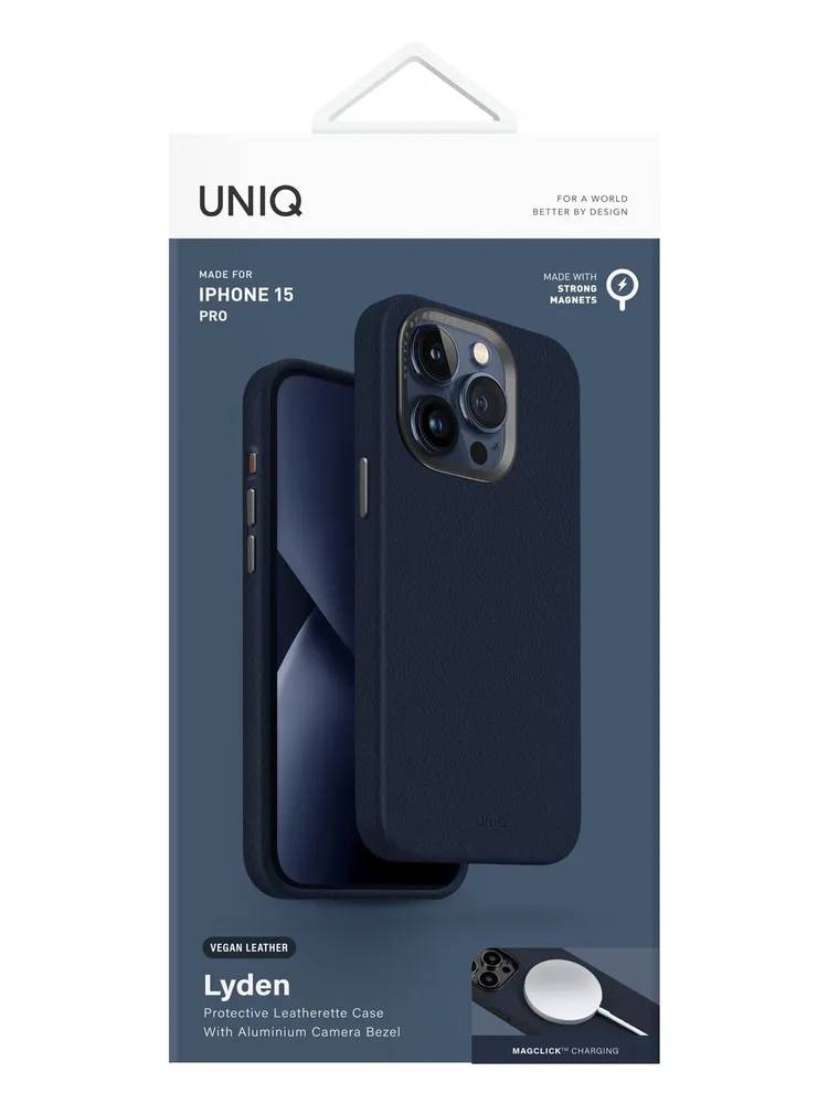картинка Чехол из искусственной кожи Uniq HYBRID LYDEN (MagSafe) для iPhone 15 Pro 6.1'', синий (Blue) IP6.1P(2023)-LYDMBLU от магазина КомпьютерЦентр