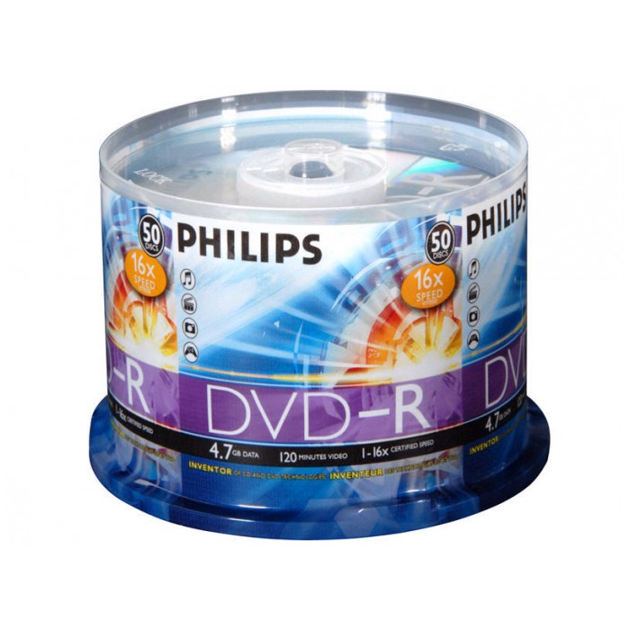 картинка Диски Philips DVD-R 4,7Gb 16x 50 pack Cake от магазина КомпьютерЦентр