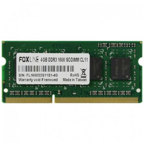картинка Оперативная память Foxline SO-DIMM DDR3 4Gb 1600MHz PC3-12800 (FL1600D3S11S1-4G) от магазина КомпьютерЦентр