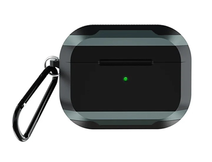 картинка Чехол для AirPods Pro 2 WiWU Defender Strong Metal Ultimate Protection Черный+Серый от магазина КомпьютерЦентр