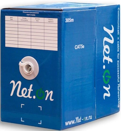 картинка Кабель UTP Neton cat.5e 4х2х24AWG solid CCA PE Out. 305м (м) Net.on 01-0301 от магазина КомпьютерЦентр