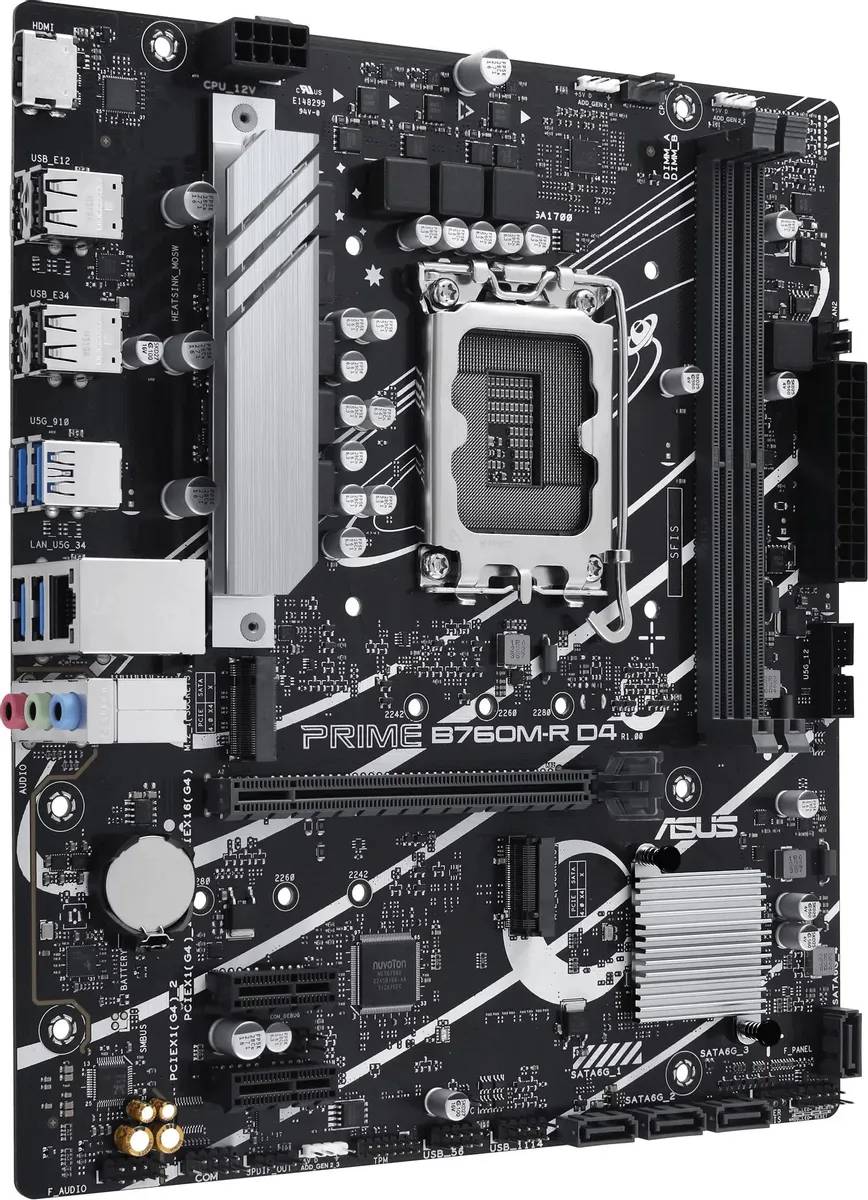 картинка Материнская плата Asus PRIME B760M-R D4, LGA 1700, Intel B760, 2xDDR4,  mATX от магазина КомпьютерЦентр