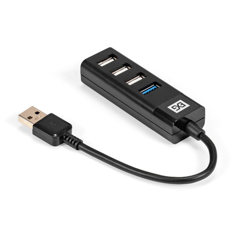 картинка HUB 4-port ExeGate DUB-3213 (EX296923RUS) кабель-адаптер USB3.0 --> 3xUSB2.0, 1xUSB3.0, Plug&Play, черный от магазина КомпьютерЦентр