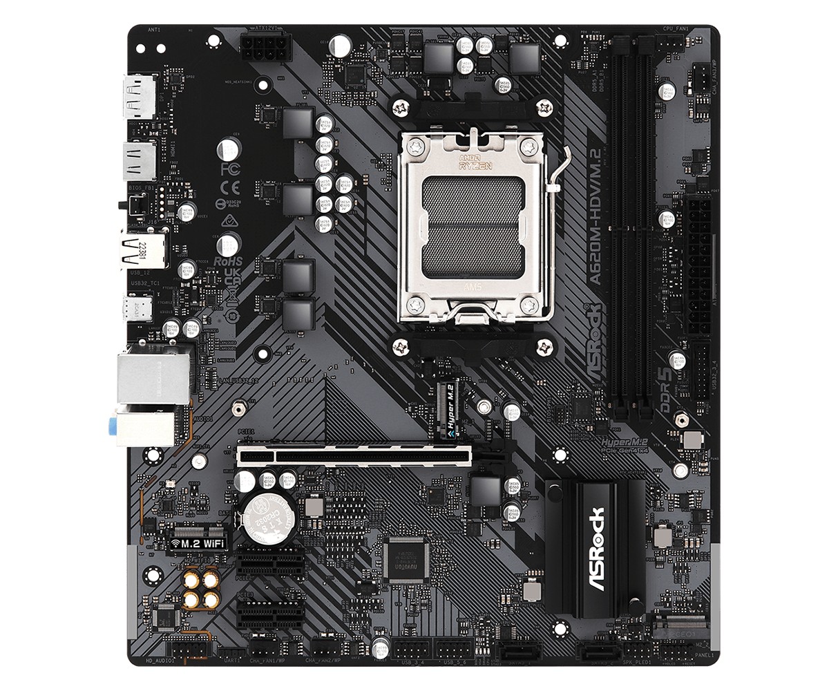 картинка Материнская плата ASRock AM5 A620 A620M-HDV/ M.2 2xDDR5 mATX от магазина КомпьютерЦентр