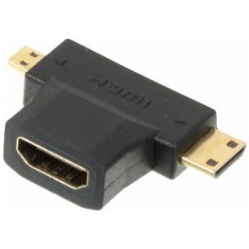 картинка Переходник Behpex  HDMI (f)/ Micro HDMI (m)/ Mini HDMI (m) Black (+ Mini HDMI (Male)) от магазина КомпьютерЦентр