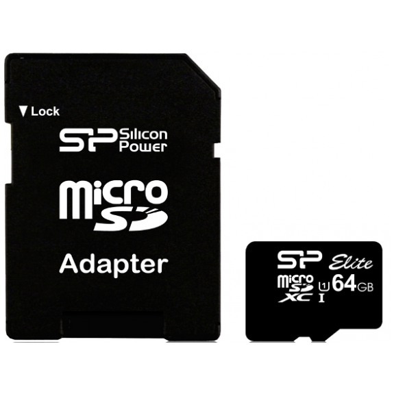 картинка Карта памяти SiliconPower 64Gb microSDXC Elite class10 U1 + SD Adapter (SP064GBSTXBU1V10-SP) от магазина КомпьютерЦентр