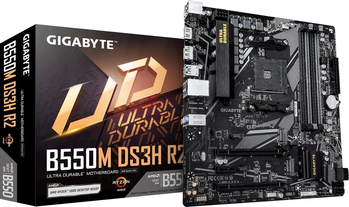 картинка Материнская плата Gigabyte B550M DS3H R2, AM4, AMD B550, 4xDDR4, mATX от магазина КомпьютерЦентр