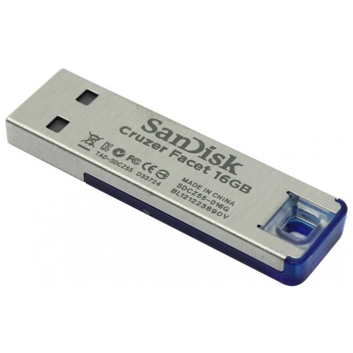 картинка Флешка USB SanDisk 16Gb Cruzer Facet Blue (SDCZ55-16G-B35B) от магазина КомпьютерЦентр