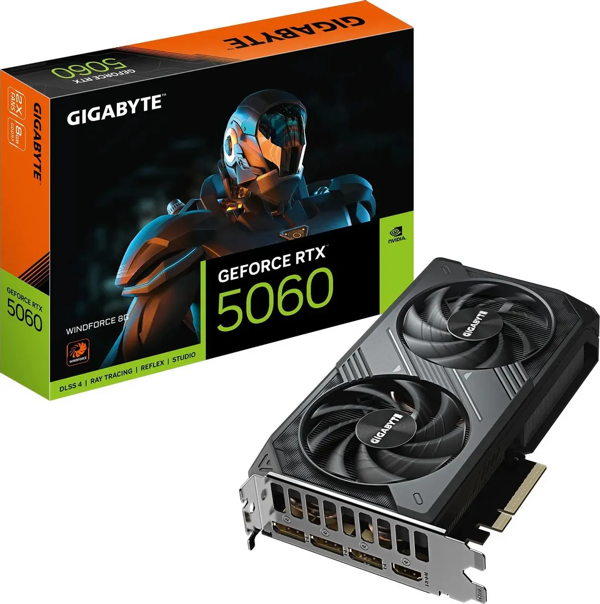 картинка Видеокарта 8Gb GDDR7 GeForce RTX 5060 WINDFORCE GIGABYTE PCIe 5.0 (GV-N5060WF2-8GD 1.0) от магазина КомпьютерЦентр
