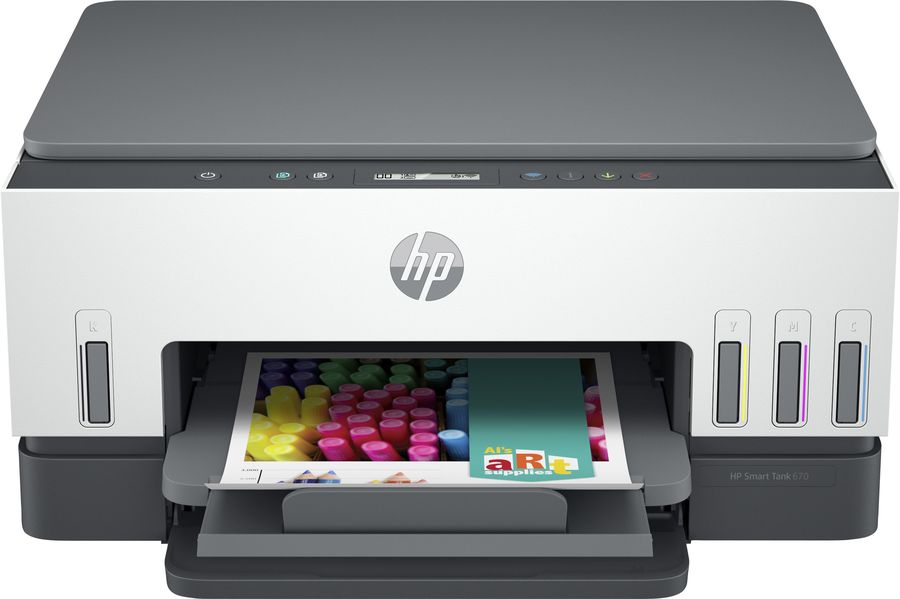 картинка МФУ струйное HP Smart Tank 670 AIO A4 Duplex WiFi BT USB Gray/ White (6UU48A) от магазина КомпьютерЦентр