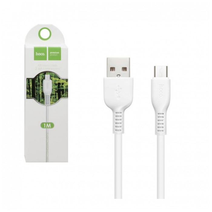 картинка Кабель HOCO Micro USB 100cm X20 2.4A White от магазина КомпьютерЦентр