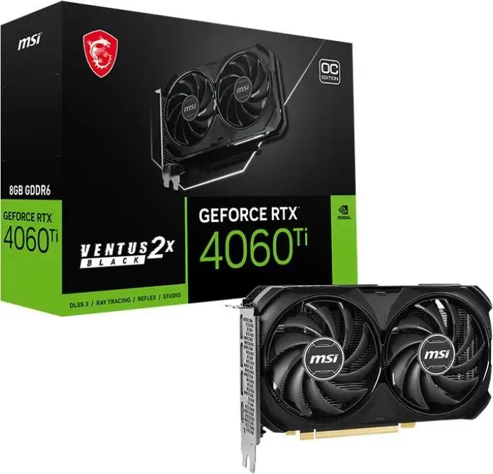 картинка Видеокарта 8Gb GDDR6 MSI GeForce RTX 4060 Ti VENTUS 2X BLACK (GeForce RTX 4060 Ti VENTUS 2X BLACK 8G) от магазина КомпьютерЦентр