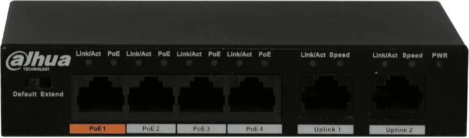 картинка Switch 4-port Dahua DH-PFS3006-4ET-60, 4xRJ45 100Mb, неуправляемый, коммутация 1.8 Гбит/ с, MAC-таблица 2K, пластик от магазина КомпьютерЦентр