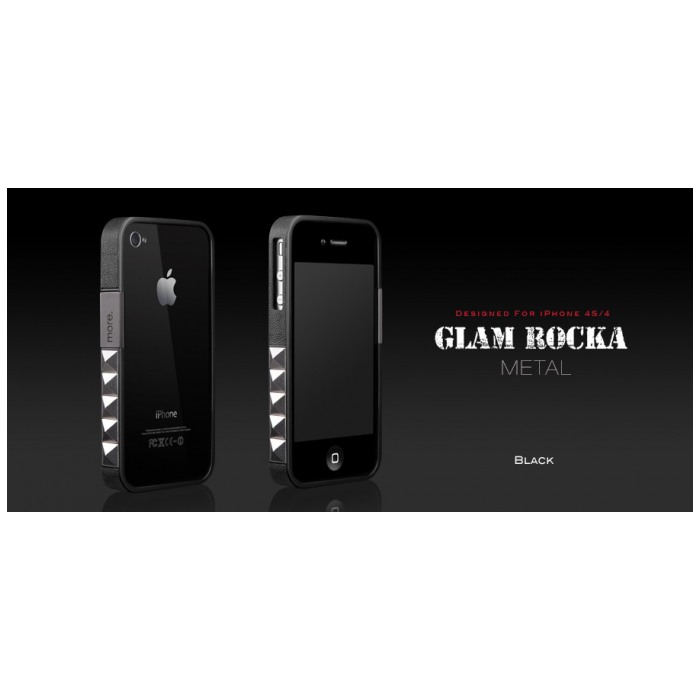 картинка Чехол More Glam Rocka Metal Jelly Ring Leather Series Black for iPhone 4/4S (AP17-014BLK) от магазина КомпьютерЦентр