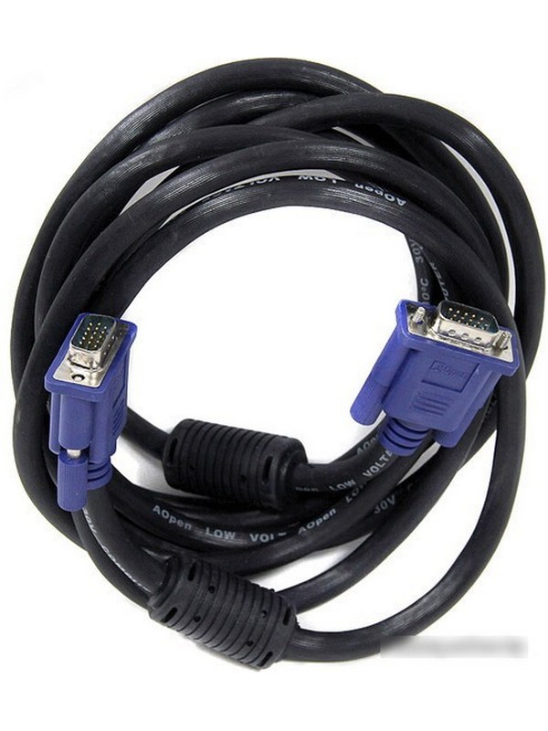 картинка Кабель VGA 3м AOpen 2 фильтра, монитор-SVGA card 15M-15M, ACG341AD-3M от магазина КомпьютерЦентр