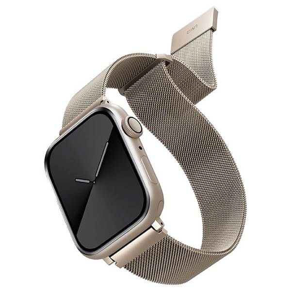 картинка Стальной ремень мелкое плетение Uniq DANTE для Apple Watch 49/ 45/ 44/ 42 Starlight (45MM-DANSLGT) от магазина КомпьютерЦентр