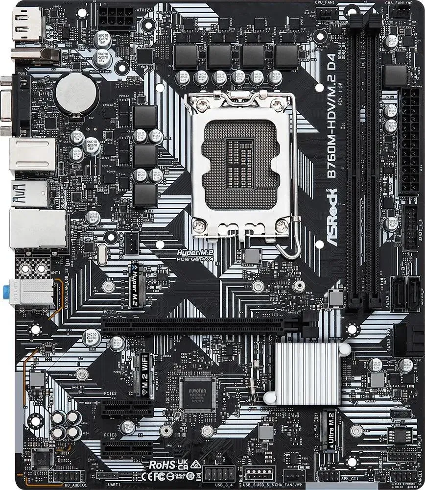 картинка Материнская плата Asrock B760M-HDV/ M.2 D4 Soc-1700 Intel B760 2xDDR4 mATX от магазина КомпьютерЦентр