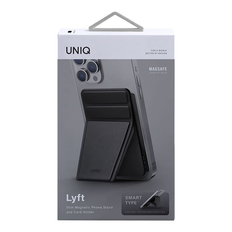 картинка Чехол-подставка и бумажник UNIQ LYFT MagSafe для iPhone, цвет черный (MGSNAPONCH-LYFTBLK) от магазина КомпьютерЦентр