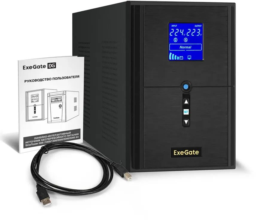 картинка ИБП ExeGate EX295983RUS SineTower SN-2000.LCD.AVR.3SH.1C13.RJ.USB 2000VA/ 1600W, чистая синусоида, LCD дисплей, AVR, 3*Schuko+1*C13, RJ45/ 11, USB, линейно-интеракт от магазина КомпьютерЦентр
