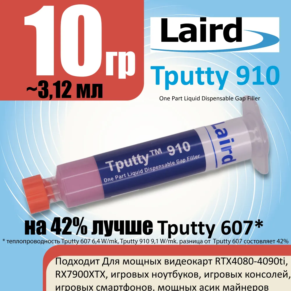 картинка Жидкая термопрокладка Laird tputty 910 10гр от магазина КомпьютерЦентр