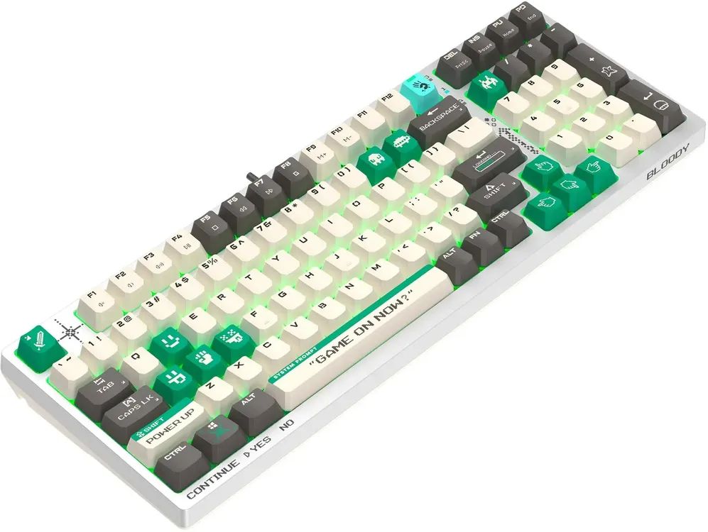 картинка Клавиатура A4Tech Bloody S98 Pixels Green механическая белый/ бежевый USB for gamer LED (S98 Pixels Green) от магазина КомпьютерЦентр