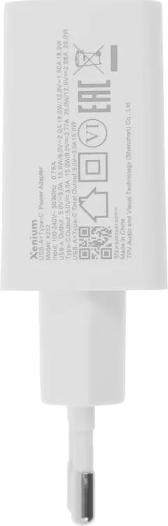 картинка Сетевое зарядное устройство Xenium X252 25W 3A+2A USB/ USB Type-C универсальное белый (CCX252CW/ 00) от магазина КомпьютерЦентр