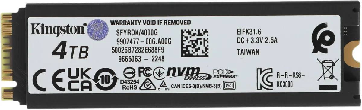 картинка SSD накопитель 4 Тб Kingston PCI-Ex4 (SFYRDK/ 4000G) Fury Renegade M.2 2280 от магазина КомпьютерЦентр