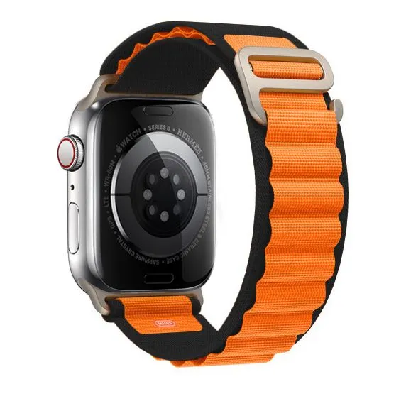 картинка Ремешок для часов Apple Watch 8 Ultra 49mm, нейлон, черный, оранжевый от магазина КомпьютерЦентр