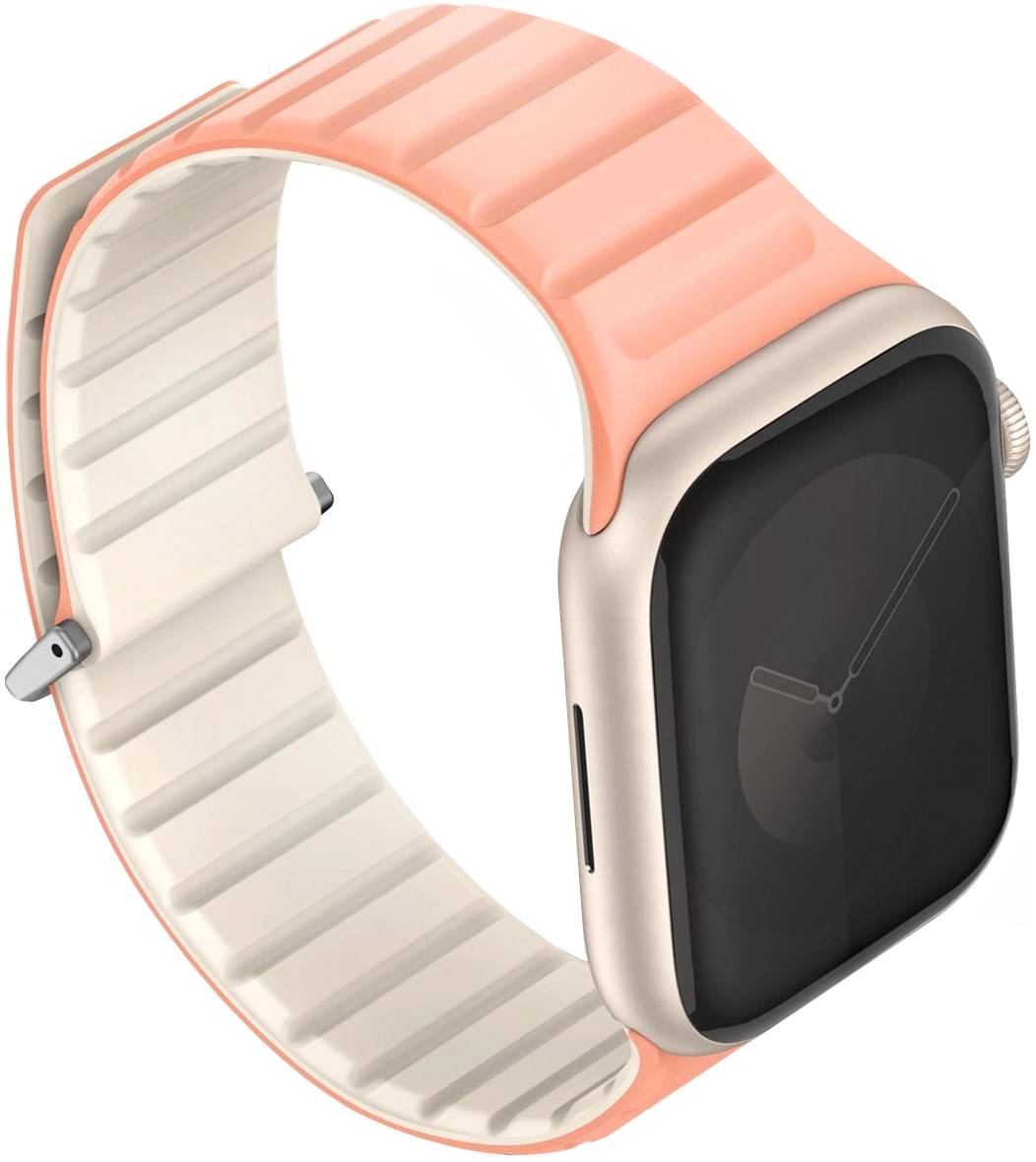 картинка Ремень силиконовый Uniq REVIX EVO для Apple Watch 41/ 40/ 38, цвет розовый/ слоновая кость (CREPE PINK/ IVORY) от магазина КомпьютерЦентр