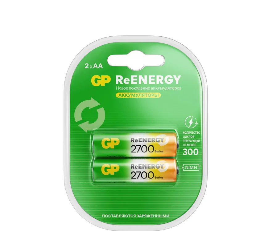 картинка Аккумулятор GP ReEnergy 270AAHCRGY-2CRCB2 AA NiMH 2650mAh (2шт) от магазина КомпьютерЦентр