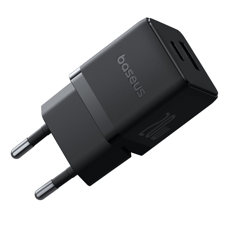картинка СЗУ Baseus Palm Fast Charger C+U 20W EU Cluster Black (with Cable USB-C to USB-C 60W) от магазина КомпьютерЦентр